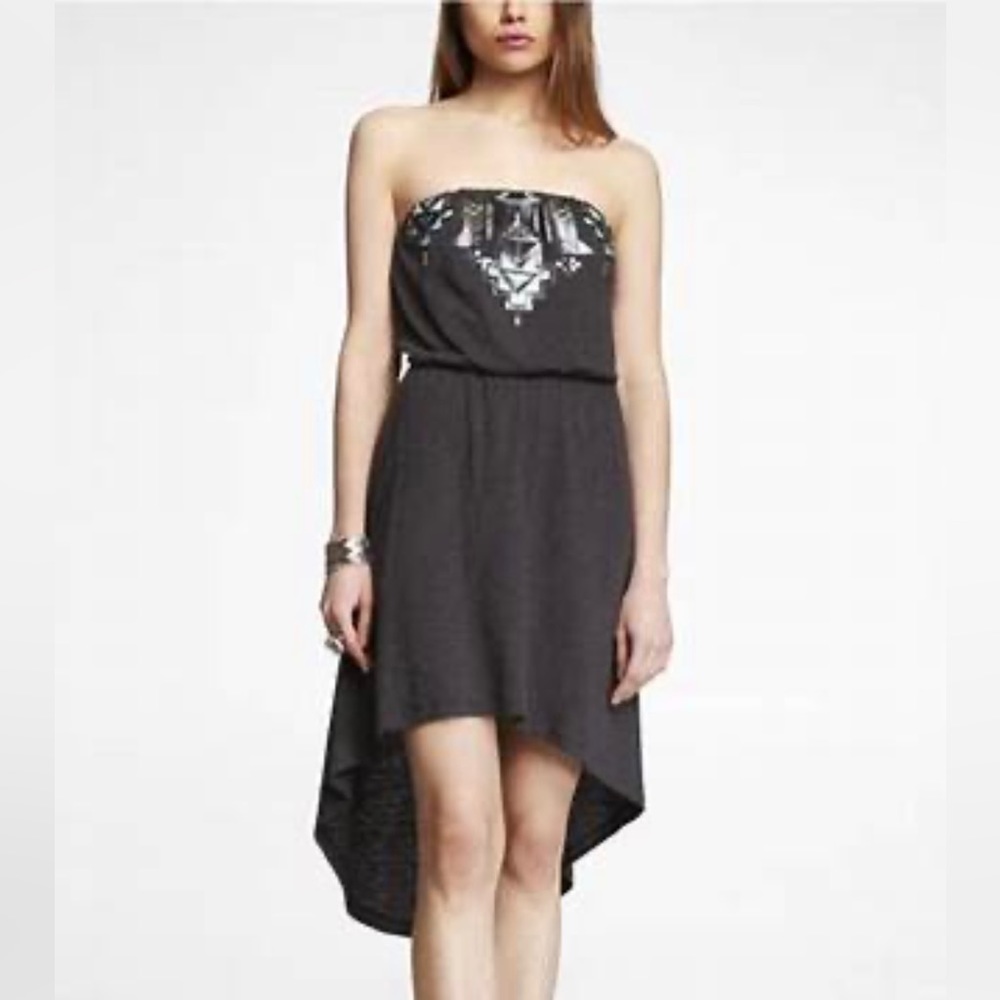 Express High-low strapless Aztec dress
